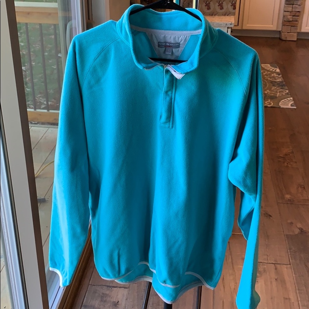 Peter Millar 1/4 zip fleece teal color men’s large